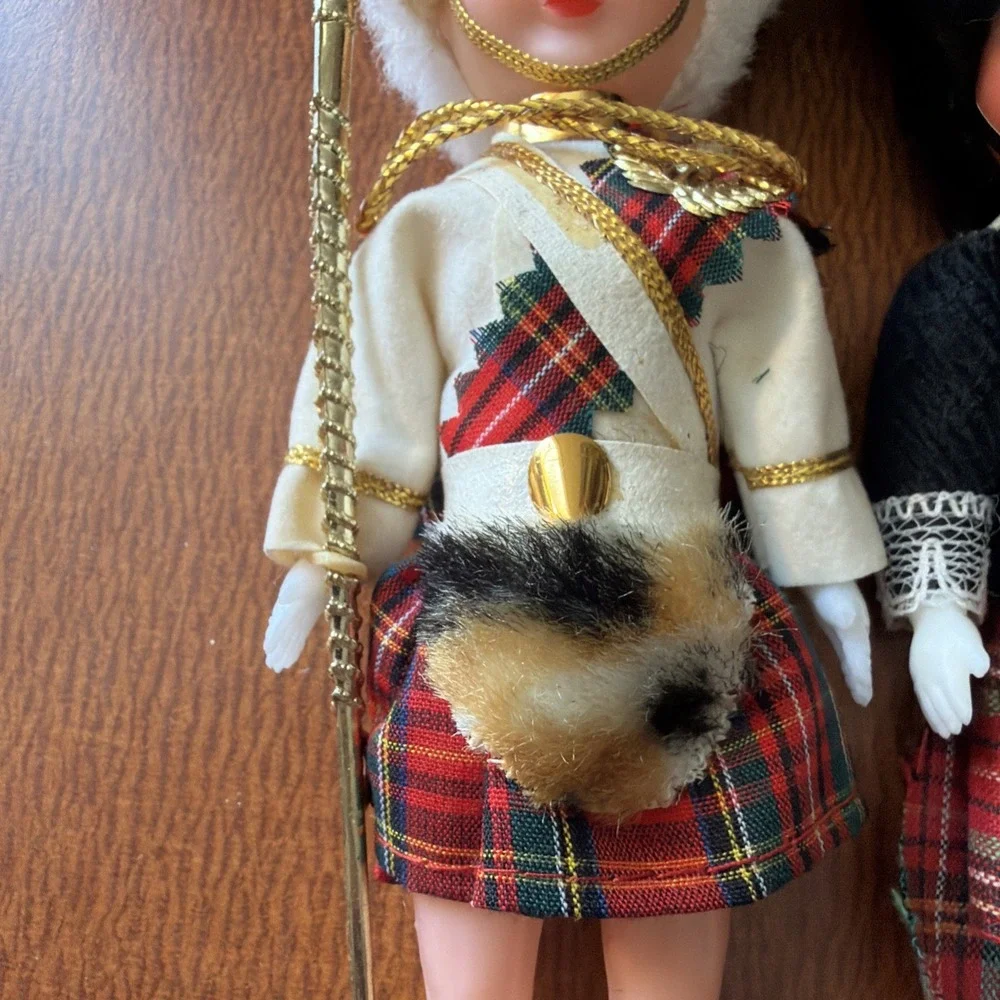 Vintage Scottish Highlander & Royal Scotts Plastic Dolls 1950's